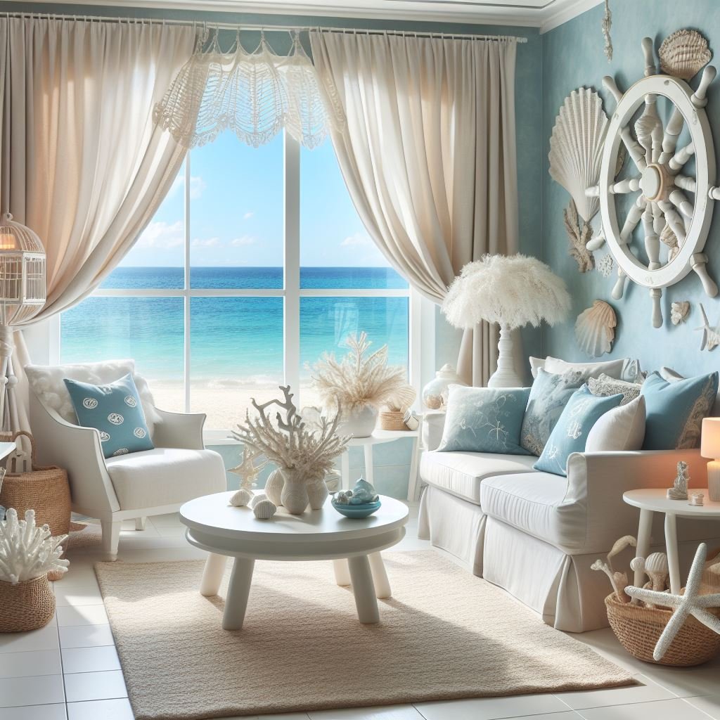 Coastal inspired living room decor